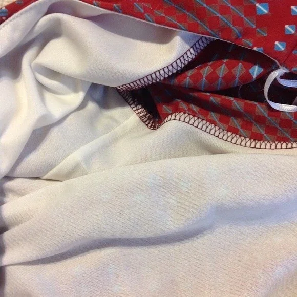 NEEDLE AND THREAD Anthropologie Size Medium Maroon Blue White One Shoulder - Picture 6 of 6